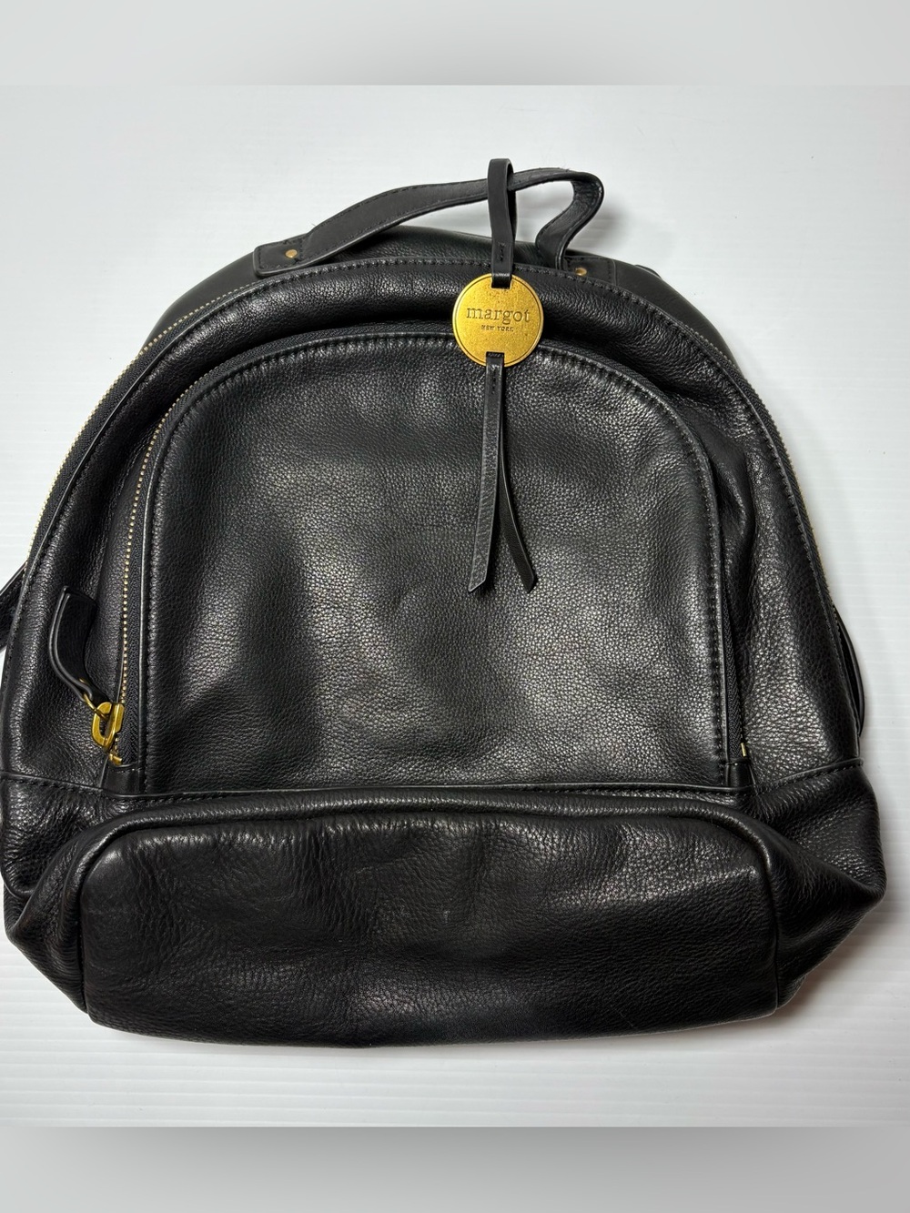 Margot New York Black Pebbled Leather "Camille" Backpack